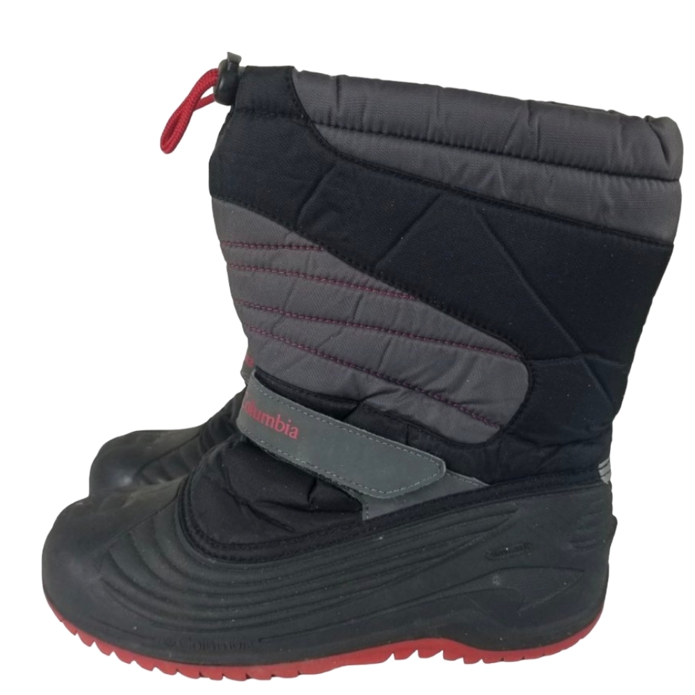 Columbia Black Gray Snow Hawk Waterproof Insulated Snow Boots Youth Size 6